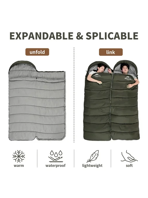Спальный мешок Naturehike U250, 220х75 см, коричневый, молния справа, вариант, фото 4