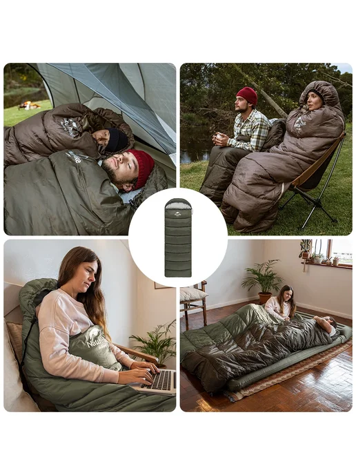 Спальный мешок Naturehike U250, 220х75 см, коричневый, молния справа, вариант, фото 7