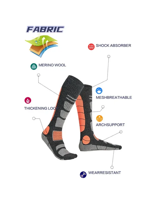 Нет бренда CoolFit Теплые компрессионные носки из мериносовой шерсти M, черный, фото 6