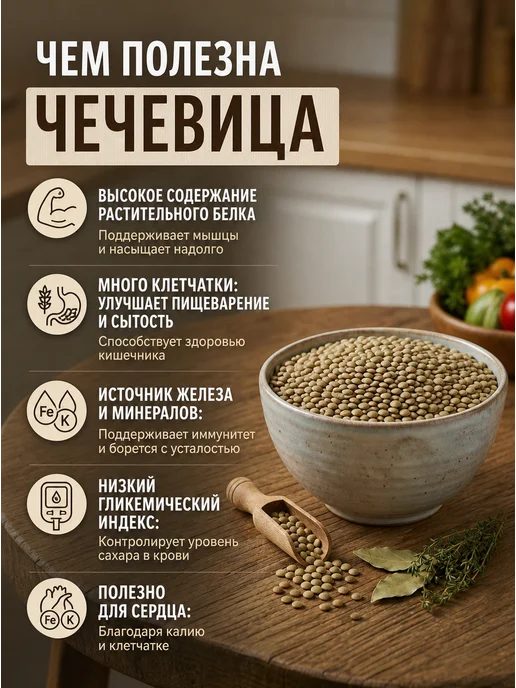 Алтайская чечевица зеленая 5 кг мешок, 5 кг, фото 2