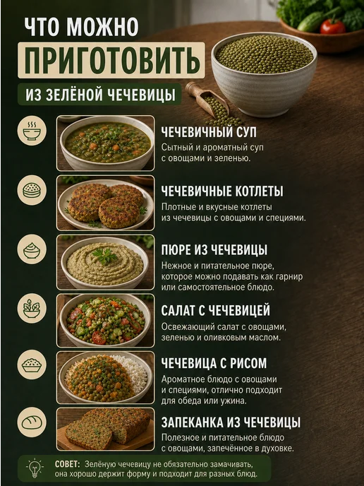 Алтайская чечевица зеленая 5 кг мешок, 5 кг, фото 3