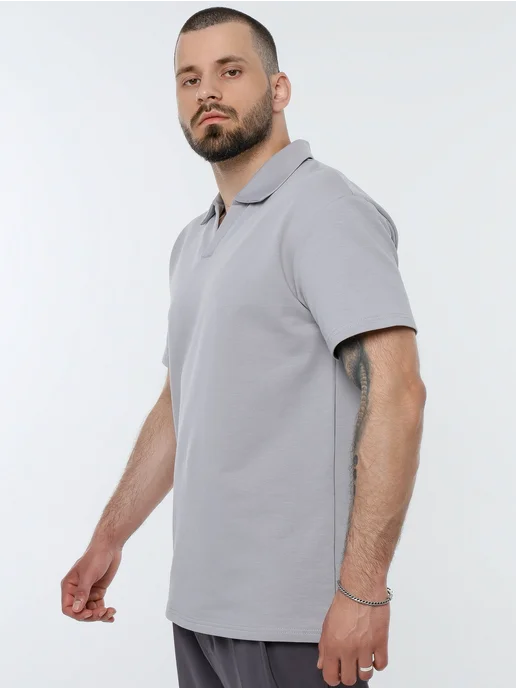 asfashiondp Футболка поло с коротким рукавом летняя, серый, фото 8