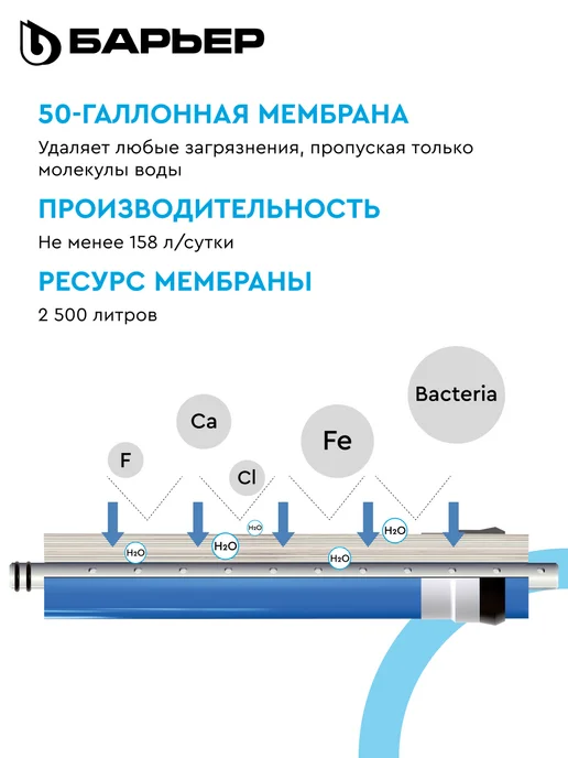 БАРЬЕР Фильтр обратного осмоса под мойку Мастер ОСМО 50 без крана, вариант, фото 4