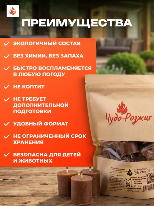 Чудо Розжиг Средство для розжига "Чудо Свеча" 12 шт, 12 шт, фото 2