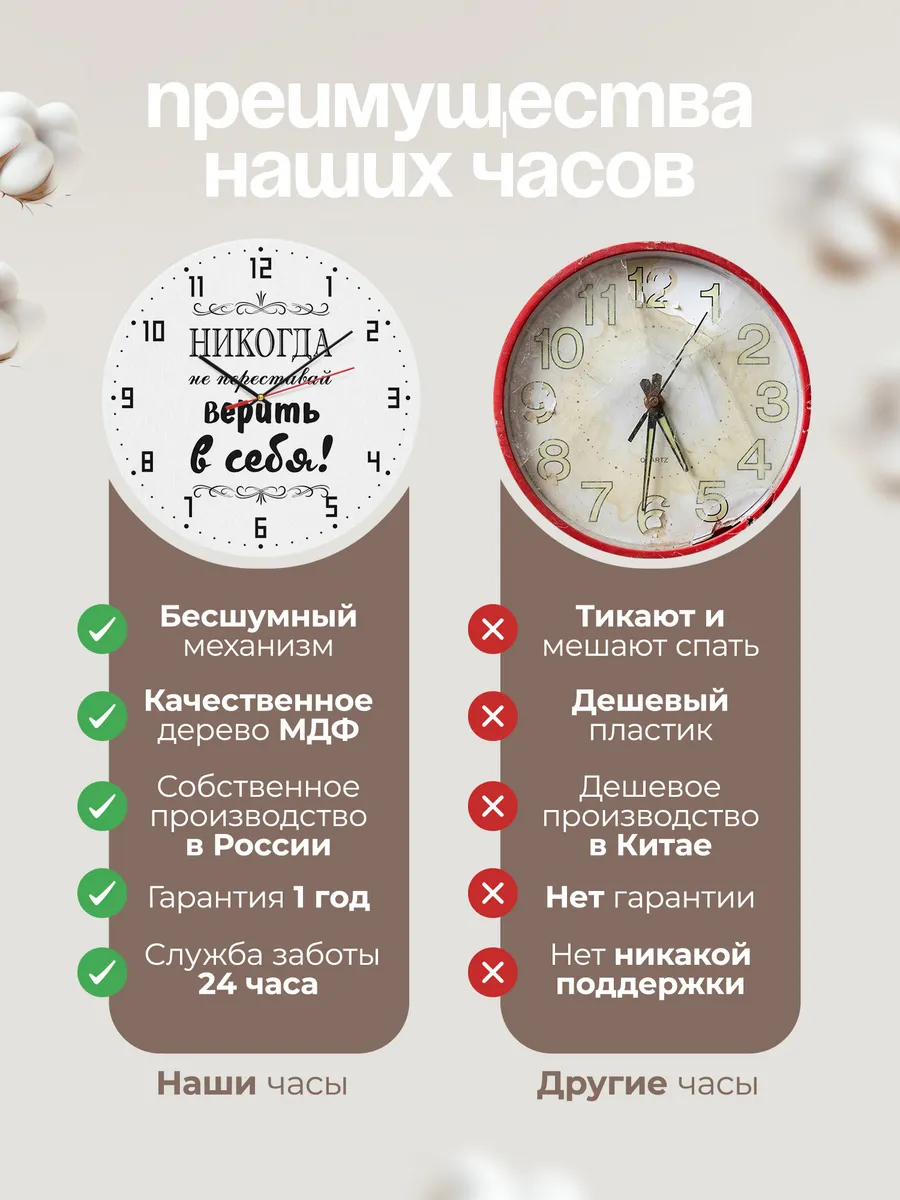 Часы настенные Никогда не переставай верить в себя — фото 10