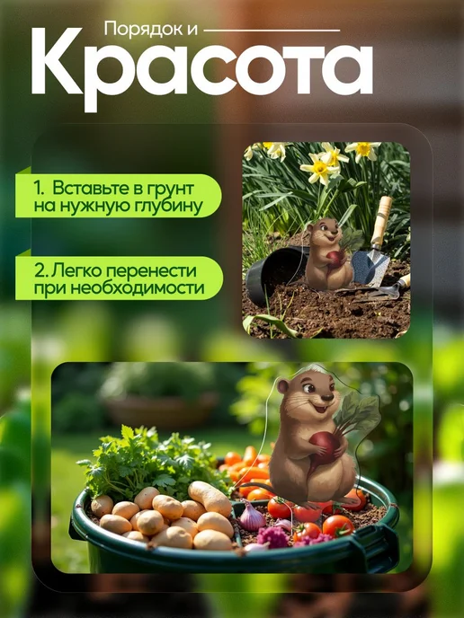 WoW! Эффект! Топпер табличка Ондатра с свёклой 1 штука, белый, фото 3