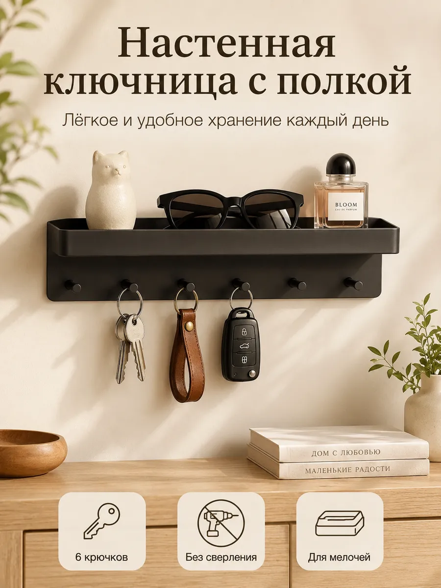 Ключница настенная в прихожую без сверления