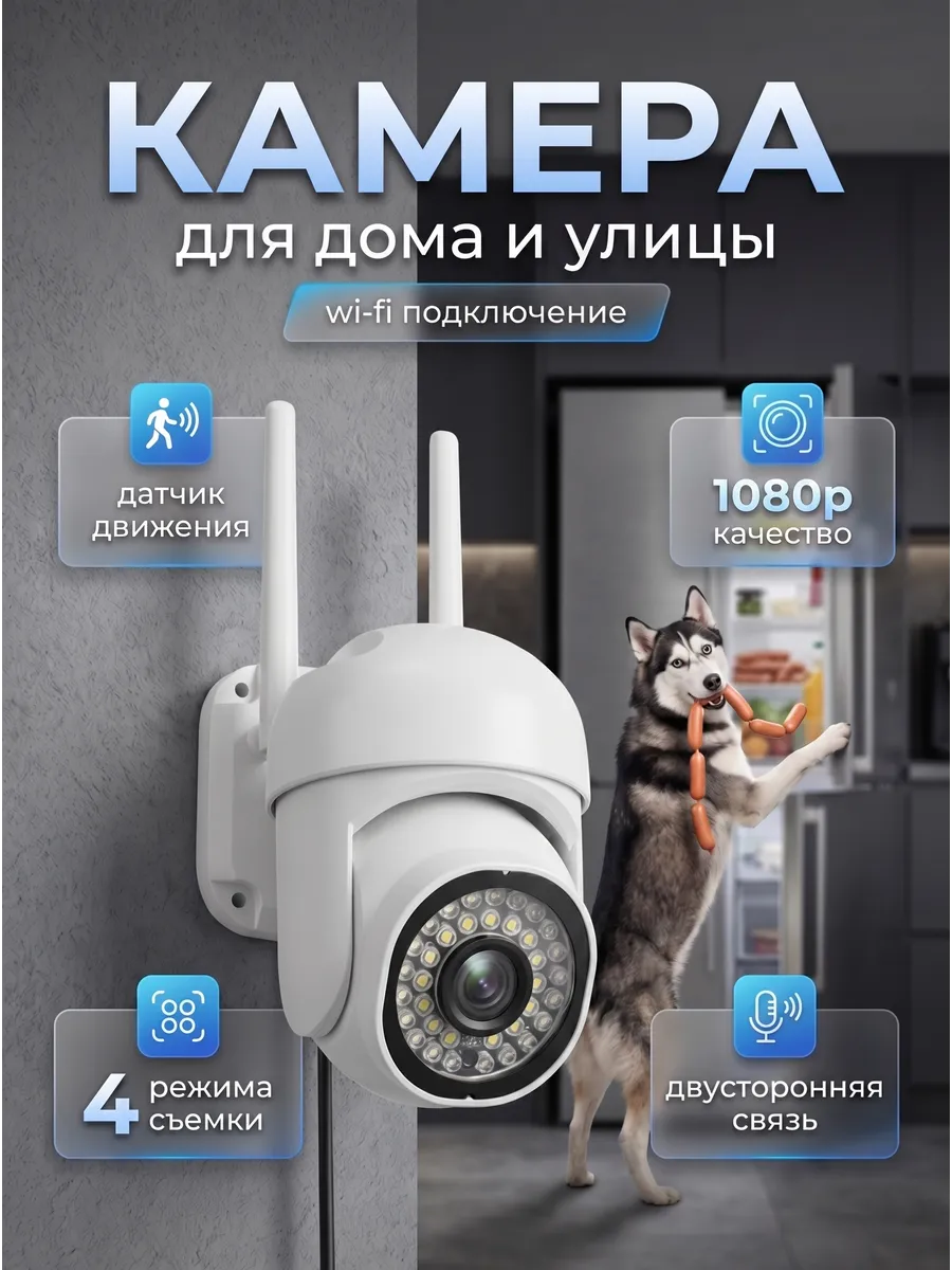Умная камера видеонаблюдения со звуком для дома и улицы
