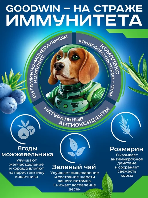 Сухой корм Goodwin для собак, крупные, средние, индейка, 2 кг, фото 3