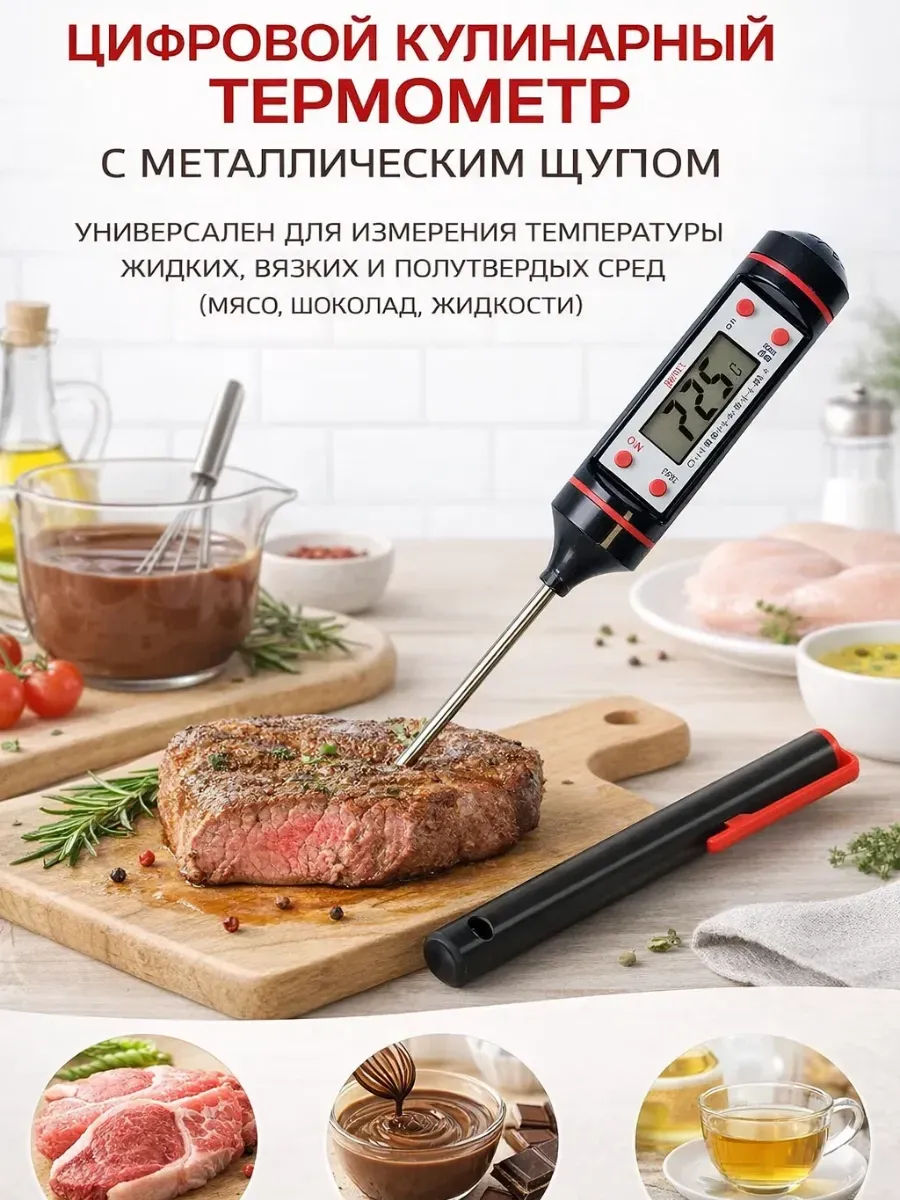 Кулинарный термометр кухонный с щупом