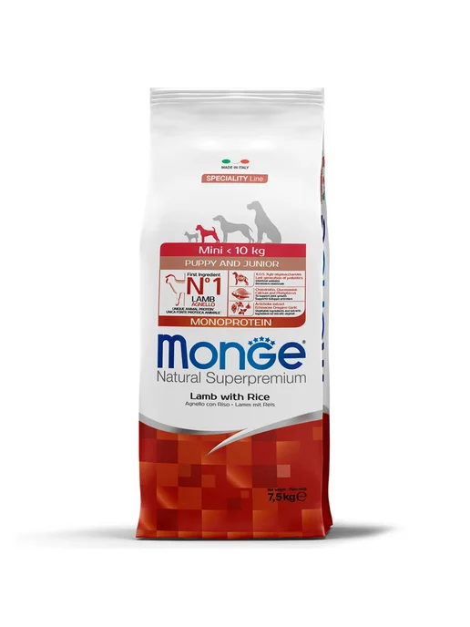 Сухой корм MONGE Monoprotein для собак, мелкие, щенки, ягненок, 7,5 кг, фото 2