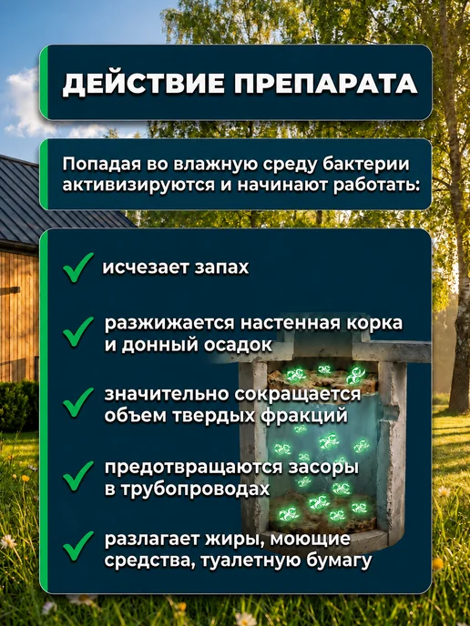 Живые бактерии для септиков и выгребных ям Биосепт 12 шт, 12 шт, фото 3