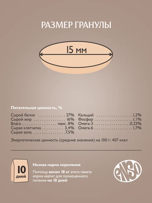 Сухой корм Enso для собак, крупные, средние, индейка, 2,5 кг, фото 3