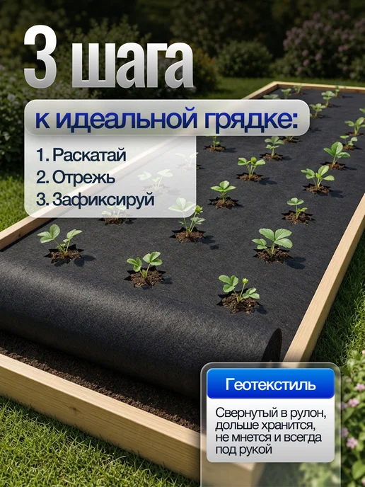 ProfyHome Геотекстиль 150 1,6х20 от сорняков садовый плотный укрывной, 1.6x20, фото 7