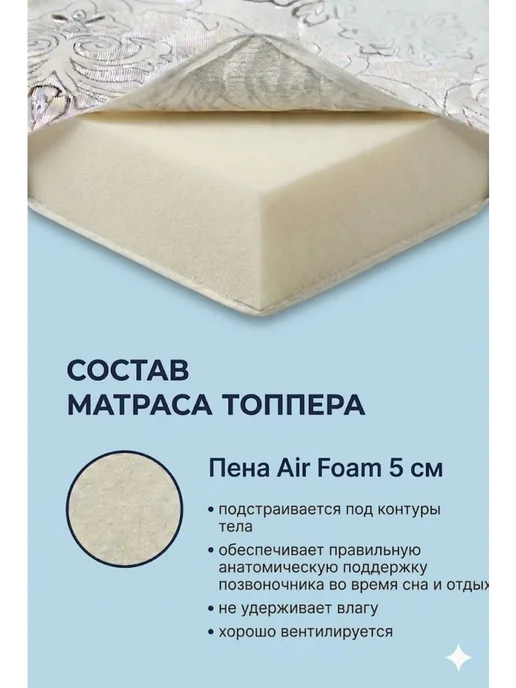 Матрас топпер 150х200 мягкий, хлопковый, 160x190, фото 3