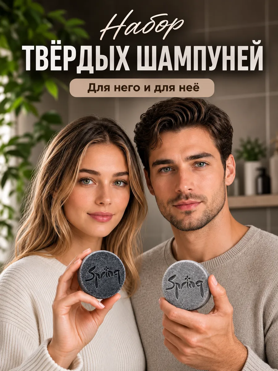 Набор 2 шт твердый шампунь женский и мужской