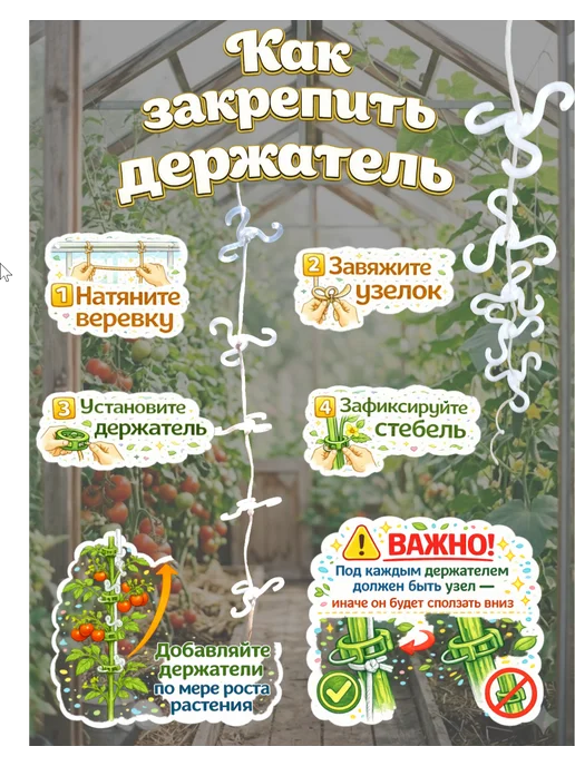 Держатель-фиксатор для подвязки растений СтеблеФикс - 10 шт, 10 шт, фото 3