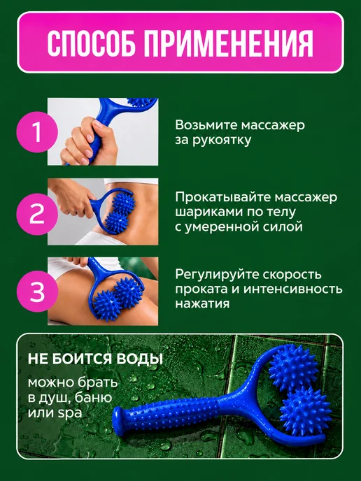 FenixFly Массажер роликовый для тела, синий, фото 3
