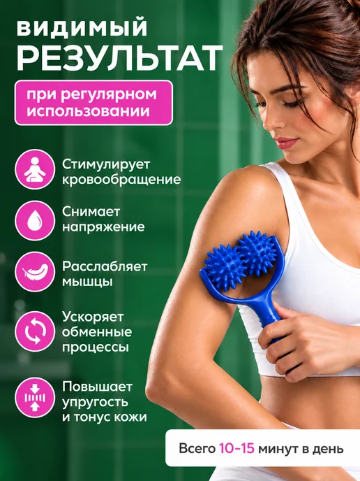 FenixFly Массажер роликовый для тела, синий, фото 4