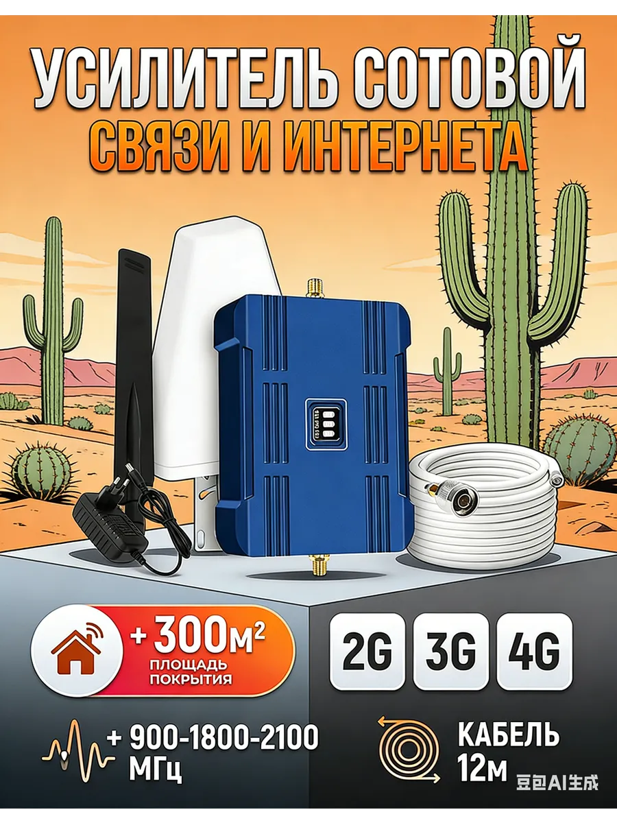 Усилитель сотовой связи и интернета LTE 900-1800-2100 МГц