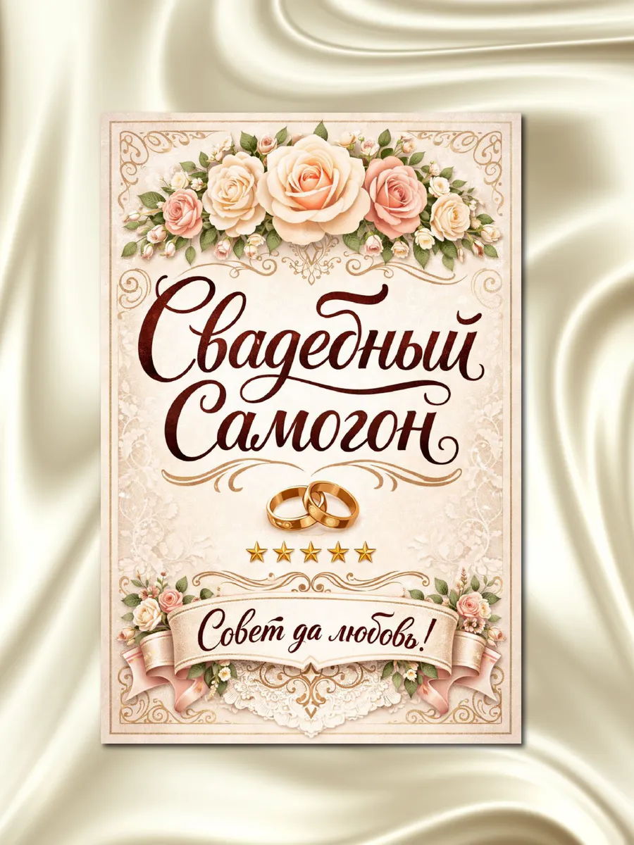 Наклейки на бутылки Свадебный Самогон 10шт