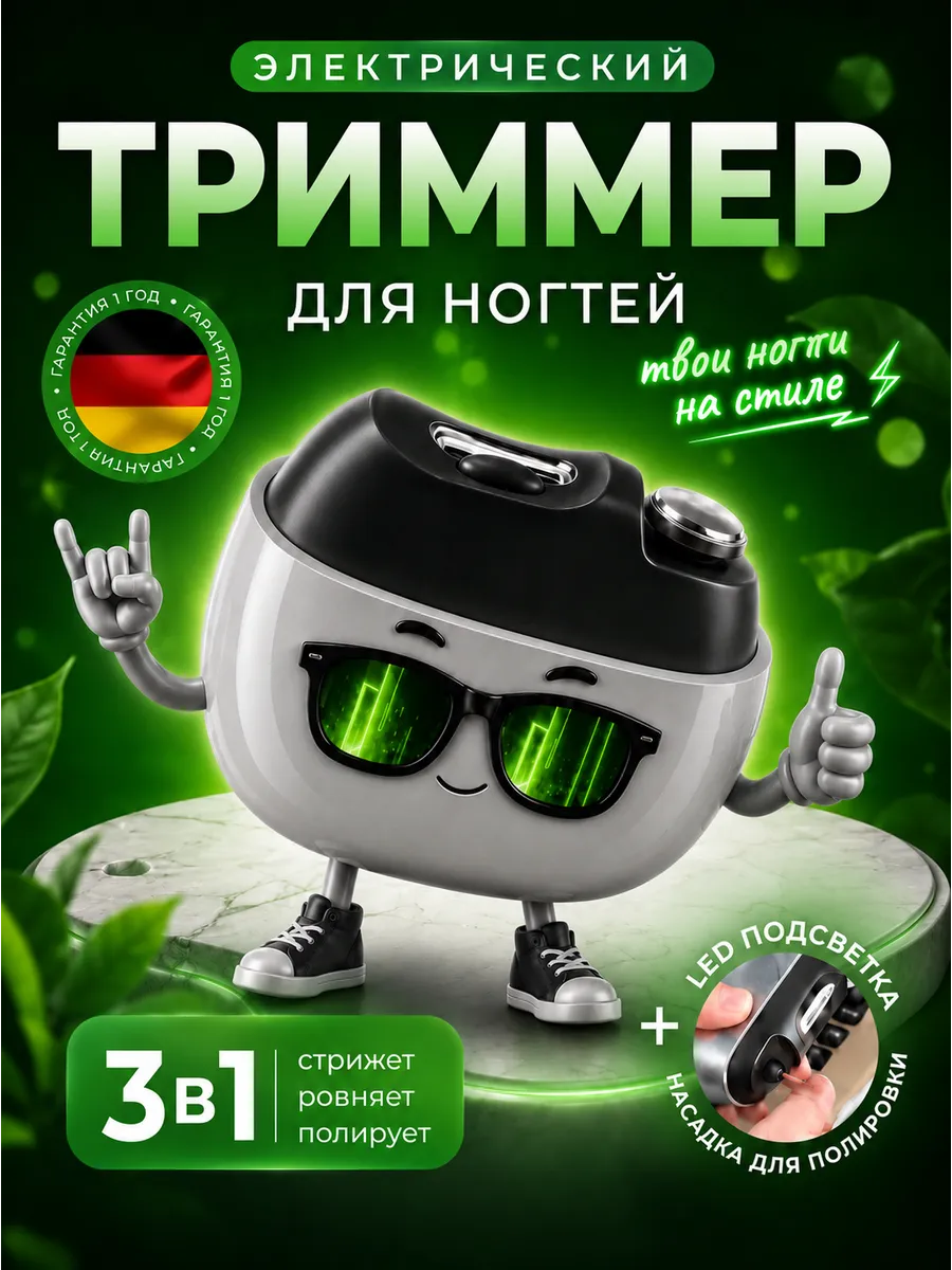 Триммер для ногтей электрический 3 в 1