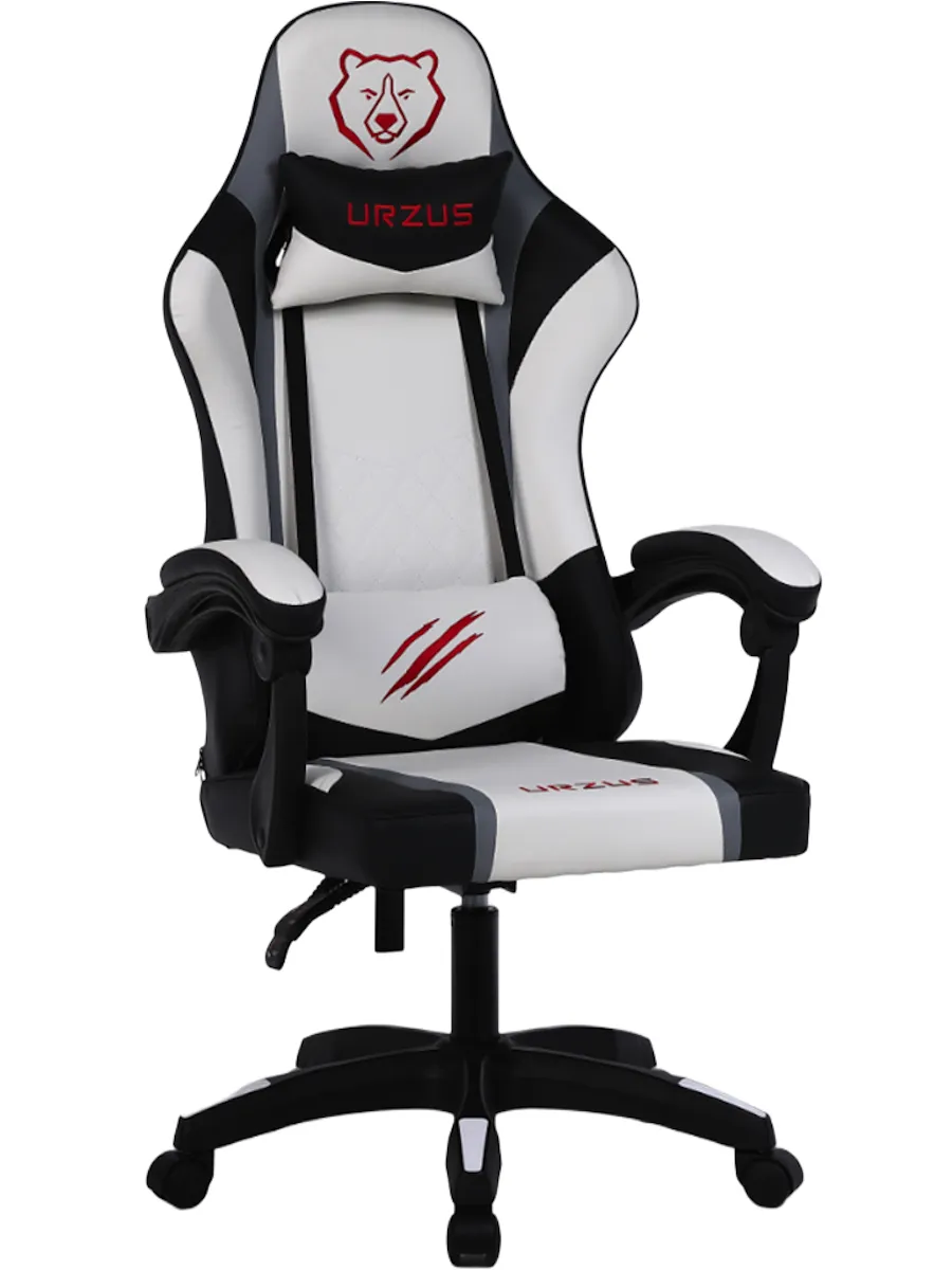 Кресло компьютерное игровое Raptor White-Red экокожа