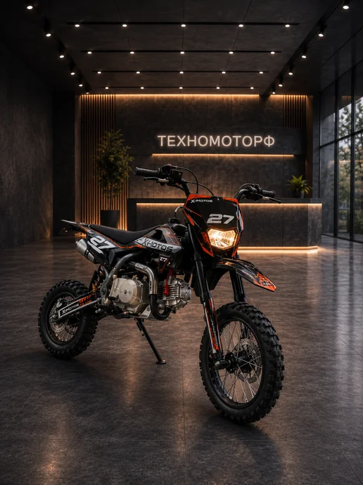 ТЕХНОМОТОРФ Питбайк X-MOTOS 110 12 10 JET-2 автомат, оранжевый, фото 5