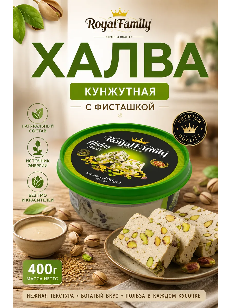 Халва кунжутная с фисташками 400 гр
