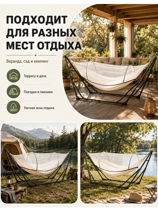 Складной гамак с прочным металлическим каркасом, 5 шт, фото 2