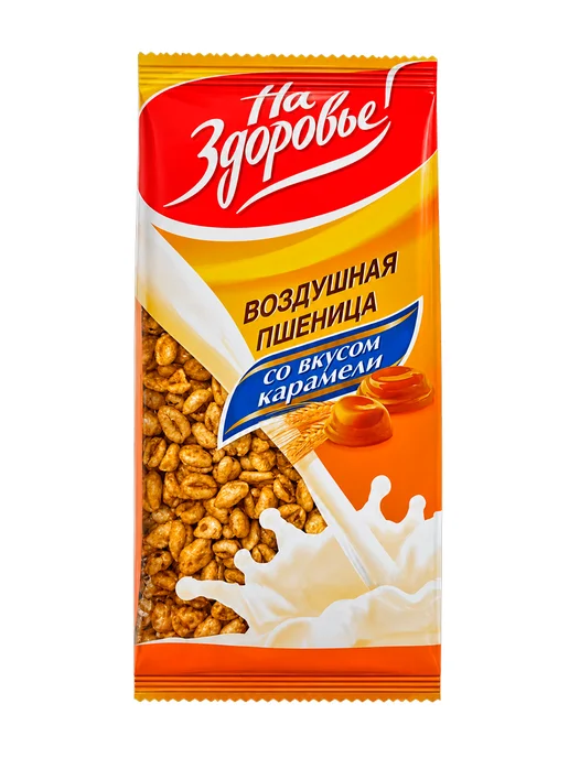 На здоровье! Сухой завтрак Воздушная пшеница с карамелью, 100г, 100 г