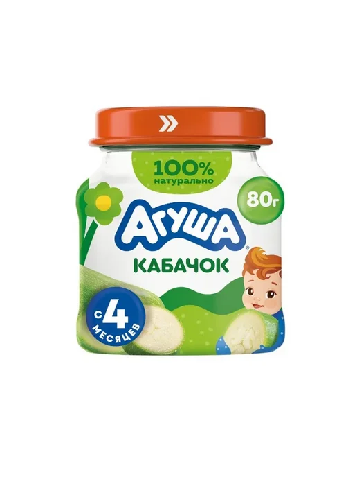 Агуша. Пюре овощное детское Кабачок с 4 месяцев, 80 г, 4 шт, 80 г, 4 шт, фото 2