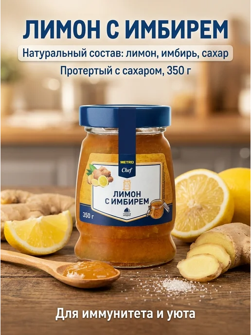 METRO Chef Лимон с имбирем протертый с сахаром, 350г, 350 г