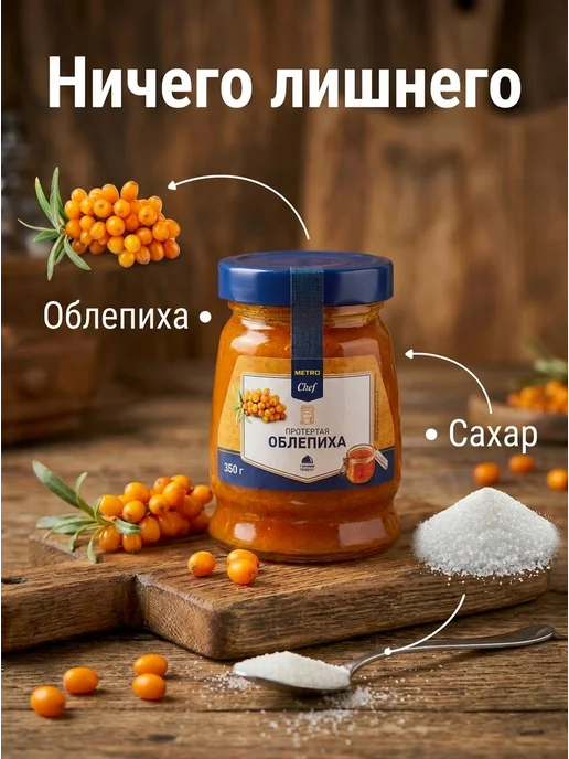 METRO Chef Облепиха протертая с сахаром, 350г, 350 г, фото 2