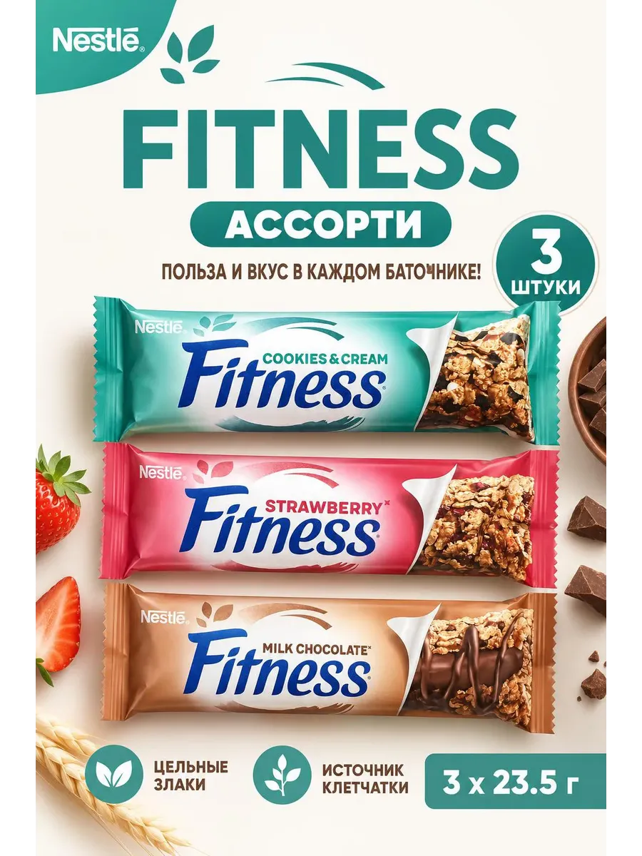 Батончики Fitness ассорти 3шт