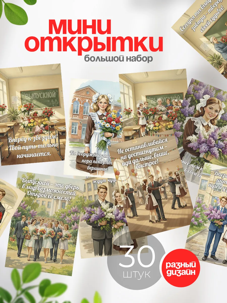 Мини открытки для выпускников 2026 набор