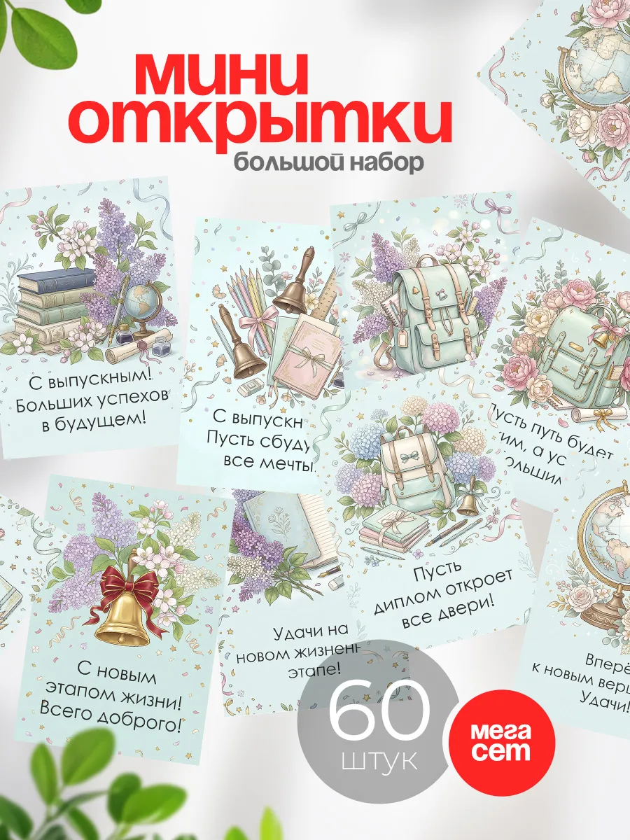 Мини открытки для выпускников 2026 набор