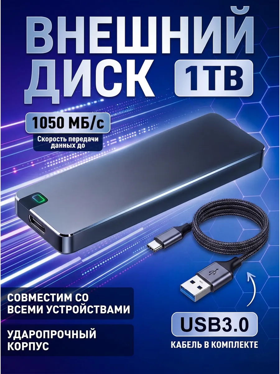 Внешний жесткий ssd диск 1ТБ
