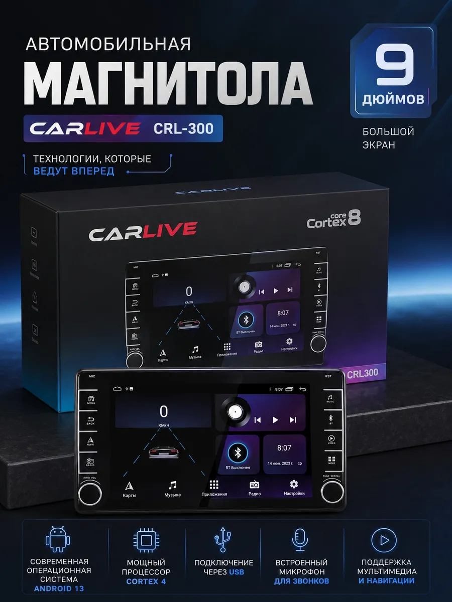 Android магнитола 4/64 с крутилками 2 din 9 дюймов DSP+QLED