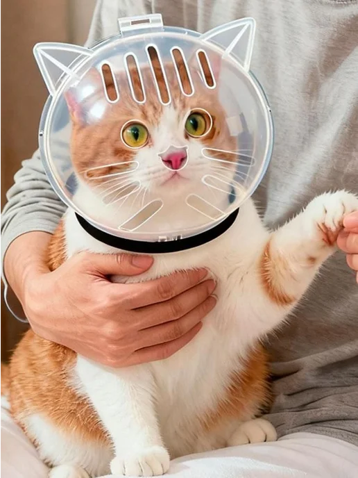 Космический шлем для кошки, прозрачный, размер S, вариант