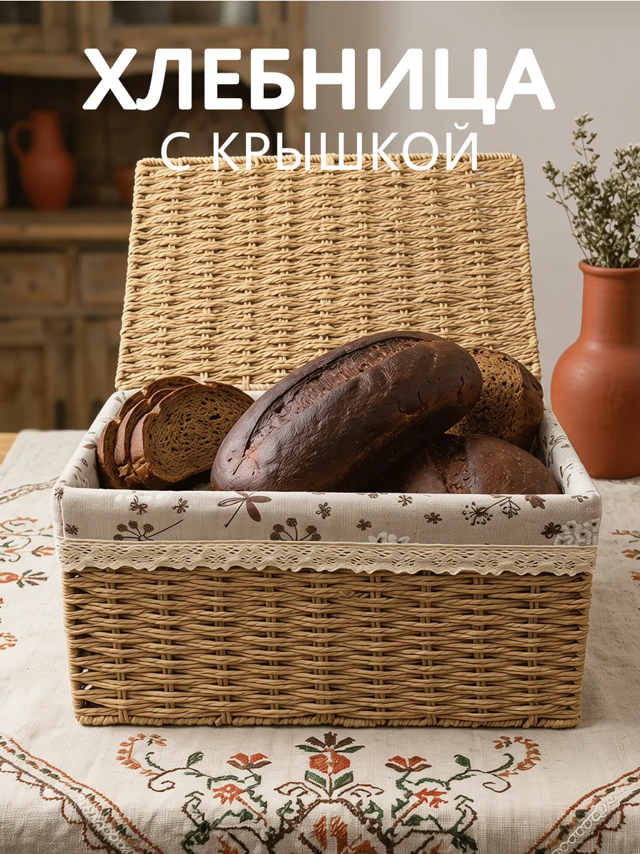 Хлебница с крышкой для хранения продуктов и хлеба на кухню