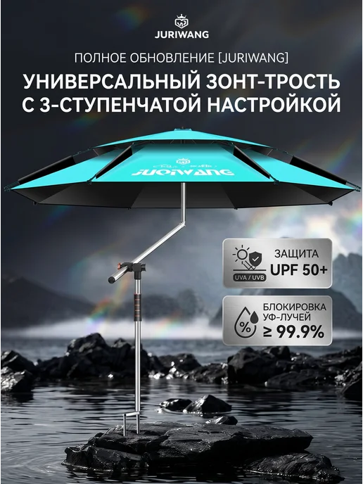Зонт пляжный большой Оксфорд с наклоном UPF50+ для отдыха, черный, фото 3