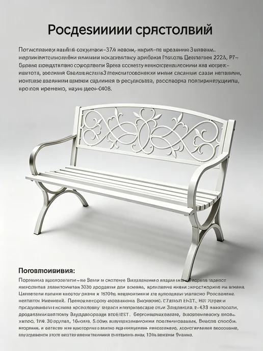 Скамейка садовая металлическая со спинкой 127*62*85CM, 127x62, фото 3