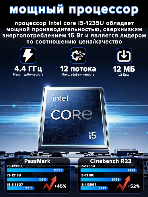 Ноутбук игровой 16 512 гб AMD i5-1235U, 512 ГБ, фото 2