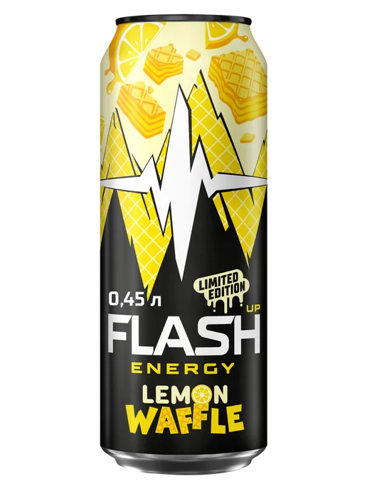Flash Up Энергетик Флеш Ап Лимонная вафля напиток 24 шт х 0,45 л, 24 шт, 0,45 л, фото 6