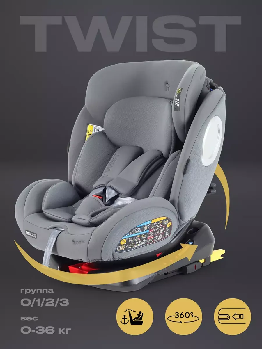 Автокресло Twist Next isofix Grey группа 0-36 кг
