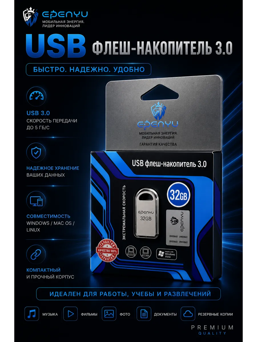 Флешка 32 ГБ USB flash накопитель