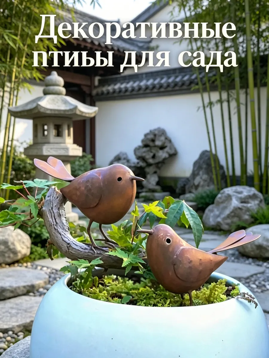 Ржавый декор для сада птицы из металла 2 шт