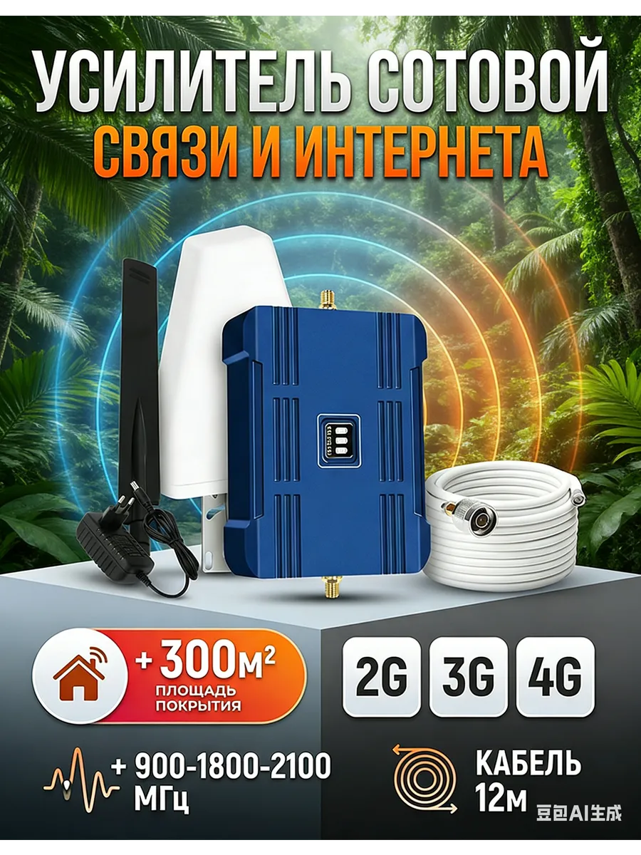 Усилитель сотовой связи и интернета LTE 900-1800-2100 МГц