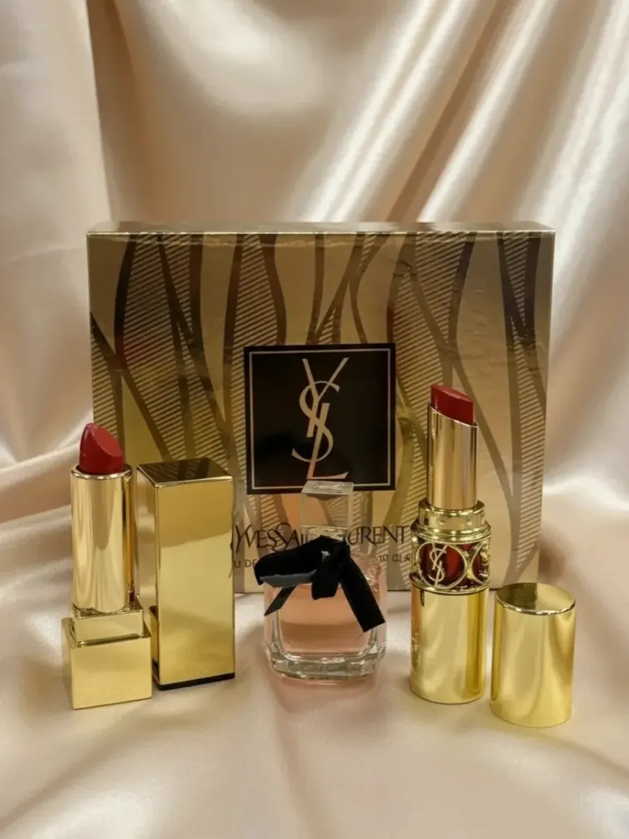Подарочный набор YSL Parfum & Lipstic & Lip Glaze